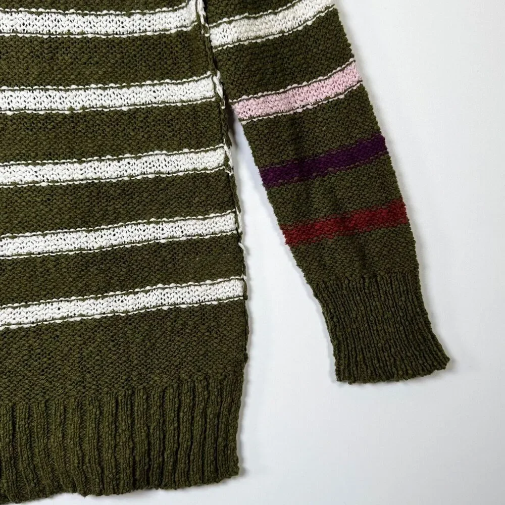 Michael Stars Sweater Extra‎ Small Green Janie Striped Boho Preppy Nautical